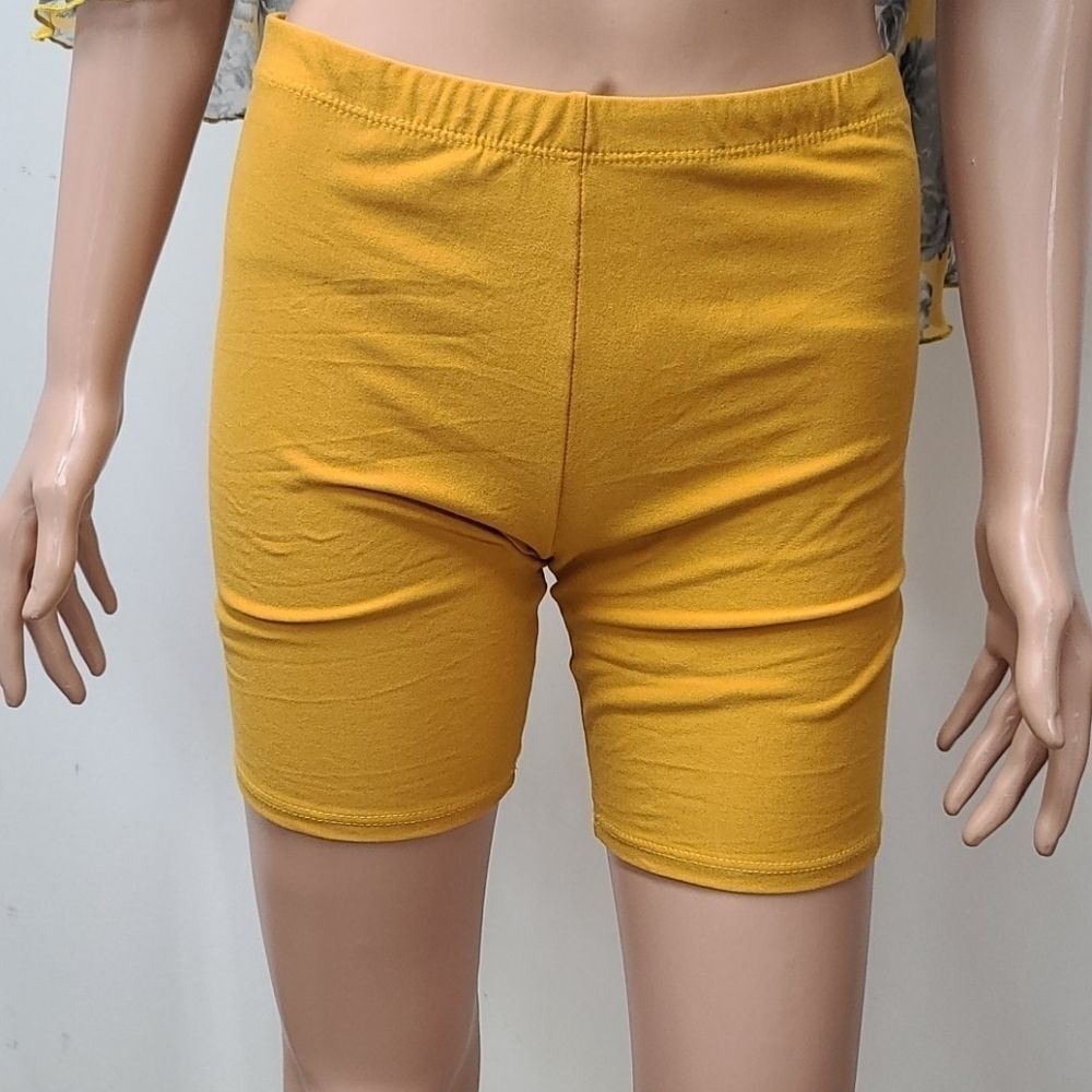 Ashley blue yellow mustard biker shorts